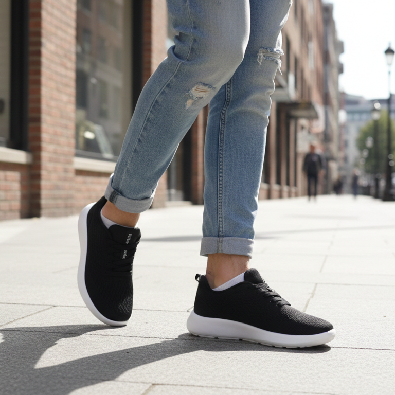 Men’s Lightweight Breathable Mesh Sneakers | Casual Walking Shoes for Everyday Comfort | Black | Size 37