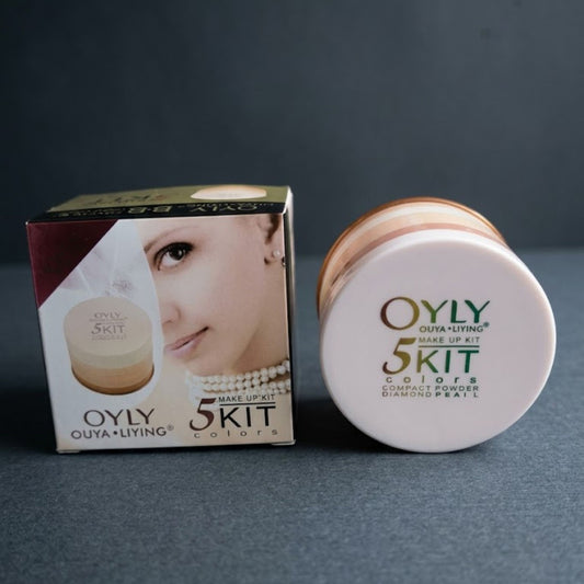 OYLY 5 In 1 Compact Face Powder Kit 5 Shades | Long Lasting Smooth Finish Makeup Powder Palette