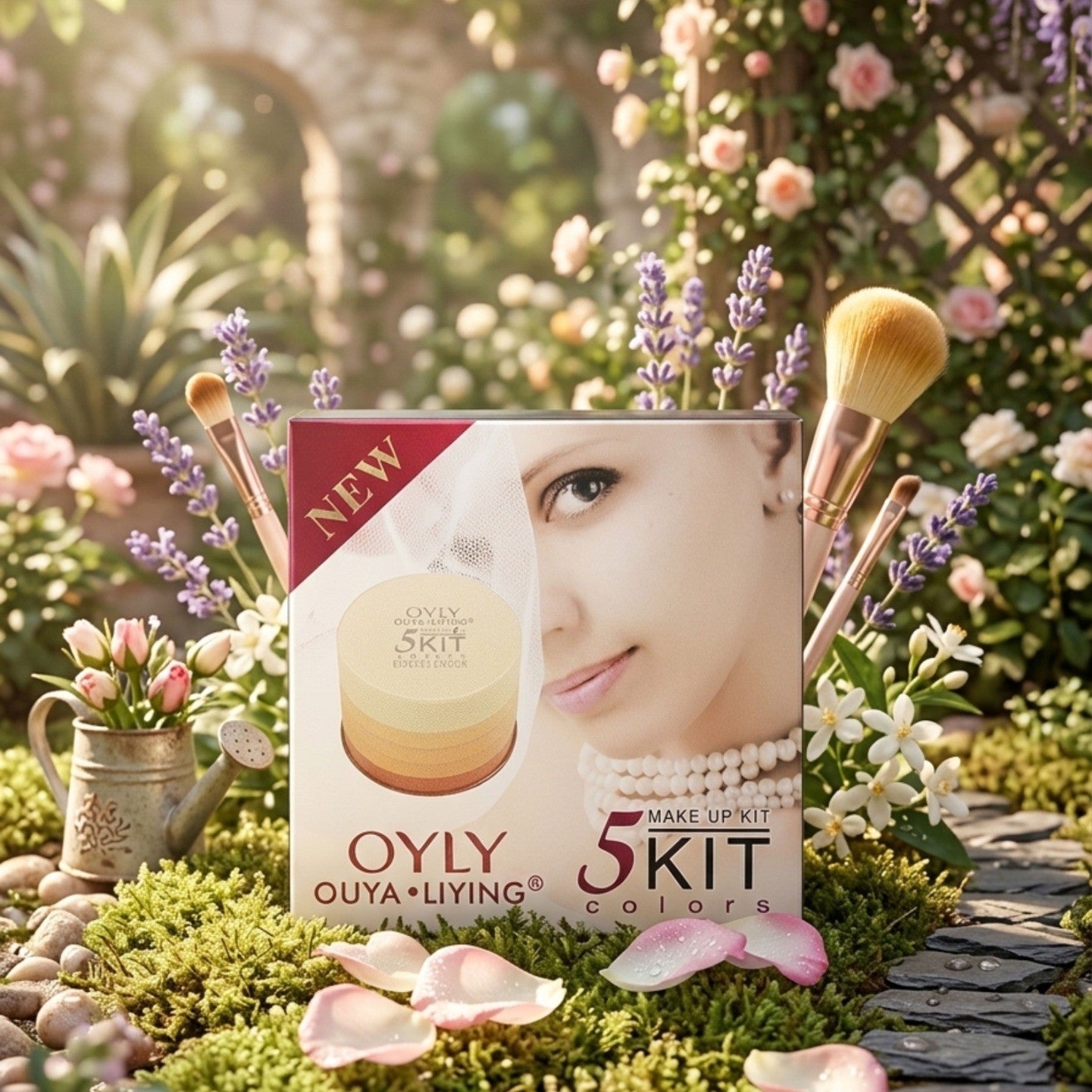 OYLY 5 In 1 Compact Face Powder Kit 5 Shades | Long Lasting Smooth Finish Makeup Powder Palette