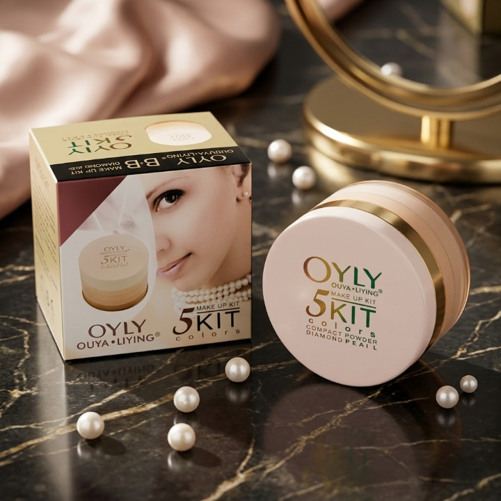 OYLY 5 In 1 Compact Face Powder Kit 5 Shades | Long Lasting Smooth Finish Makeup Powder Palette