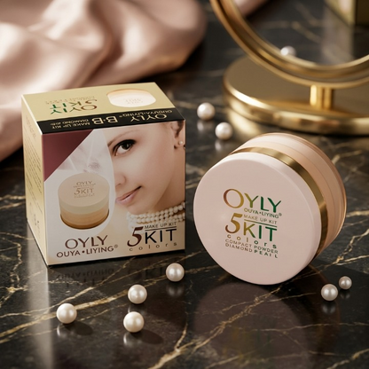 OYLY 5 In 1 Compact Face Powder Kit 5 Shades | Long Lasting Smooth Finish Makeup Powder Palette
