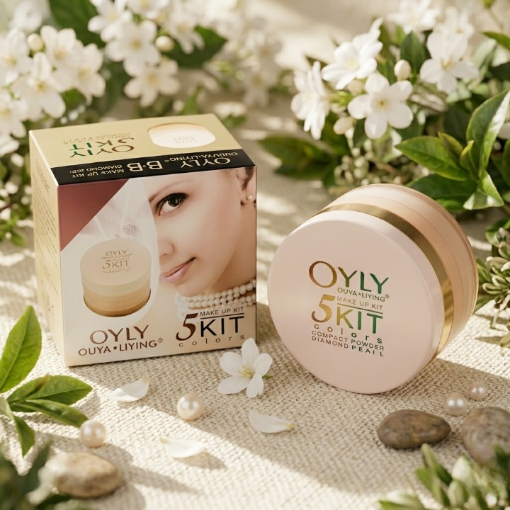 OYLY 5 In 1 Compact Face Powder Kit 5 Shades | Long Lasting Smooth Finish Makeup Powder Palette